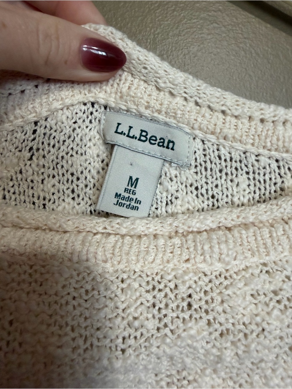 L.L. Bean 100% Cotton Cream Lightweight Crewneck Women's Knit Sweater - Picture 2 of 4